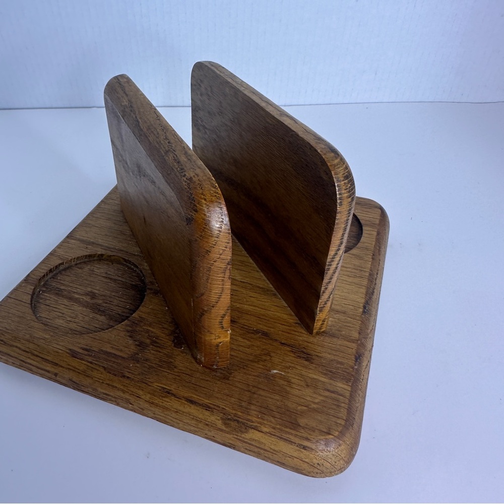 Vintage Wooden Napkin Holder Solid Salt‎ Pepper Holder Brown